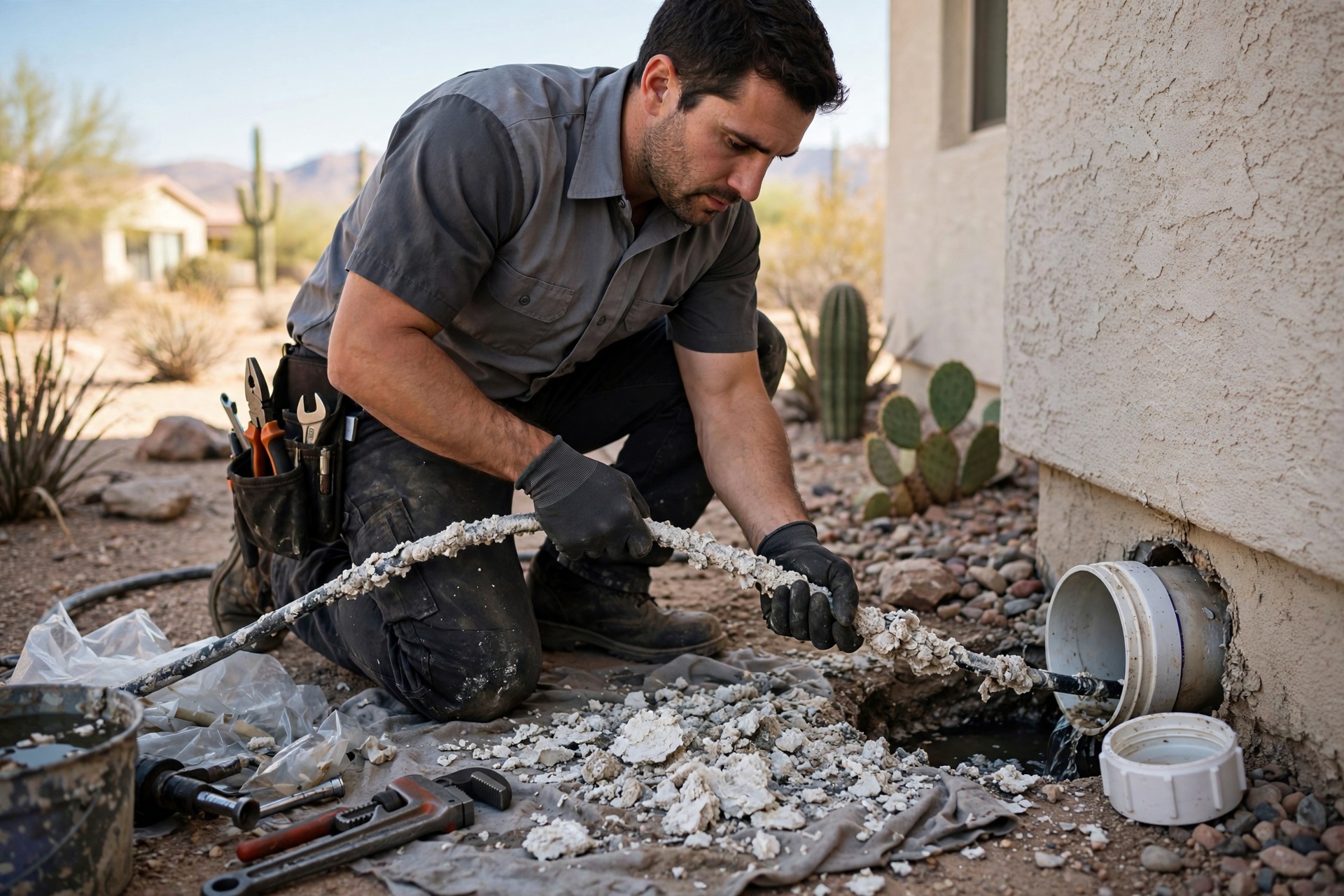 Clearing Slow Drains Caused by Desert Hard Water