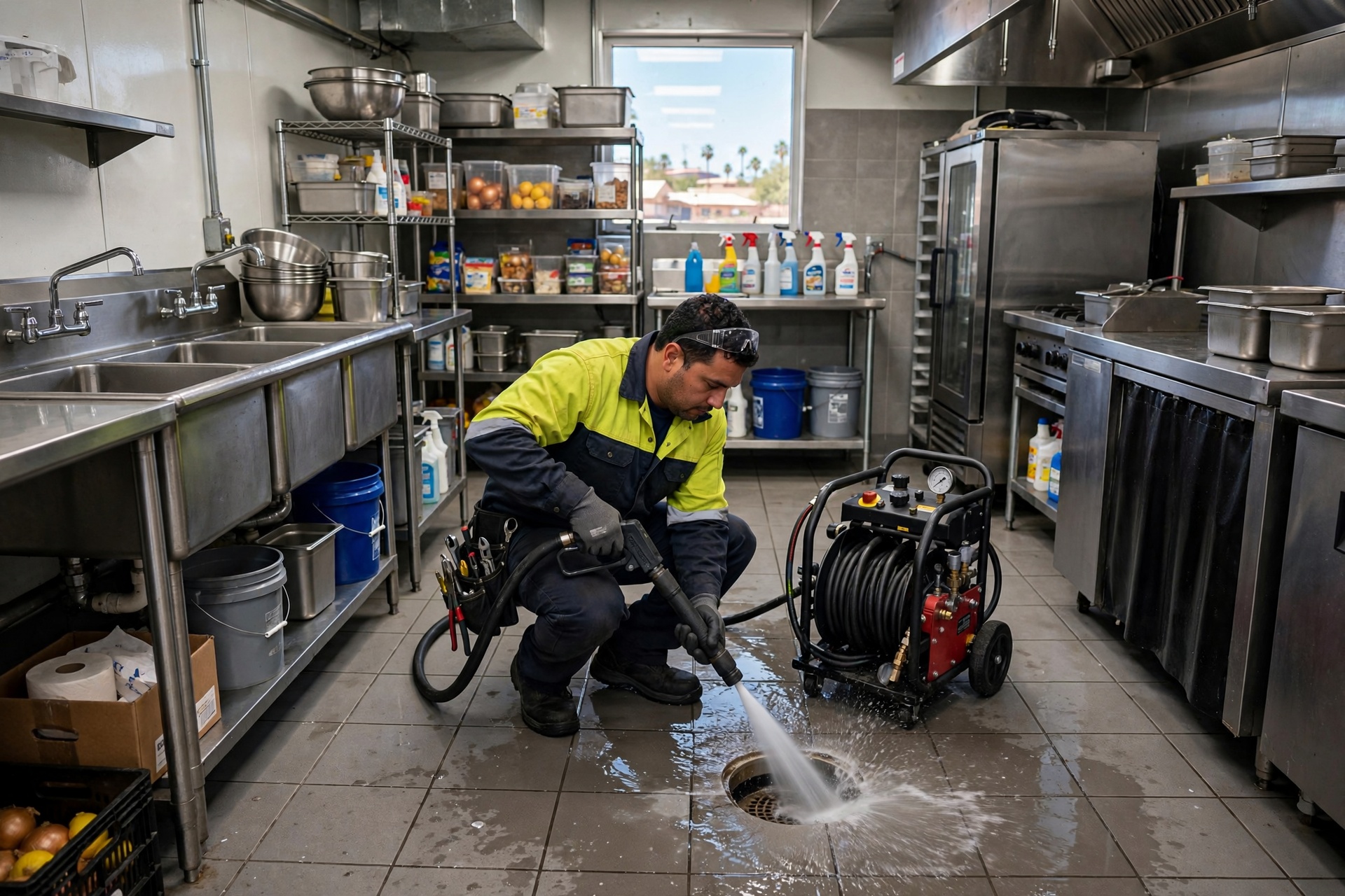 Commercial Kitchen Drain Jetting in Tempe, AZ